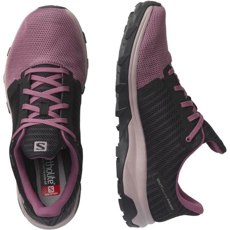 Black / Purple Salomon Outbound Prism GTX Women's Hiking Shoes | PH 80592I